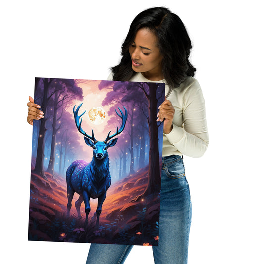 Deer In The Mysterious Forest Poster