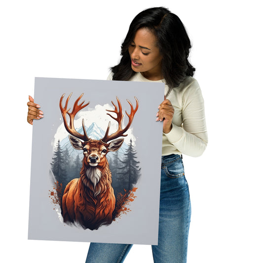 Majesty Of Deer With Mystical Forest Background Poster